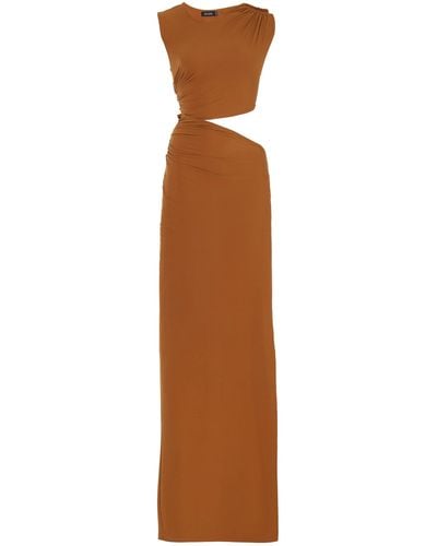 Atlein Cutout Jersey Maxi Dress - Brown