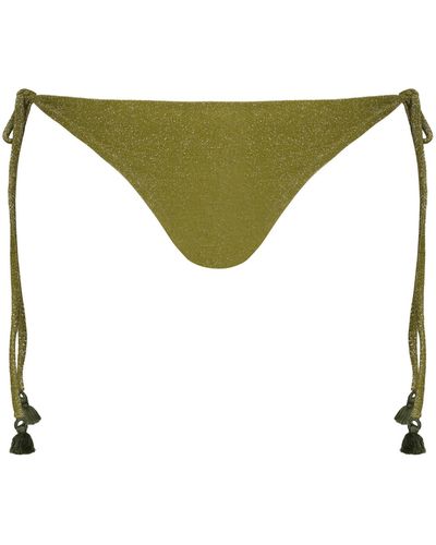 Johanna Ortiz Iquitos Glittered Side-tie Triangle Bikini Bottom - Green