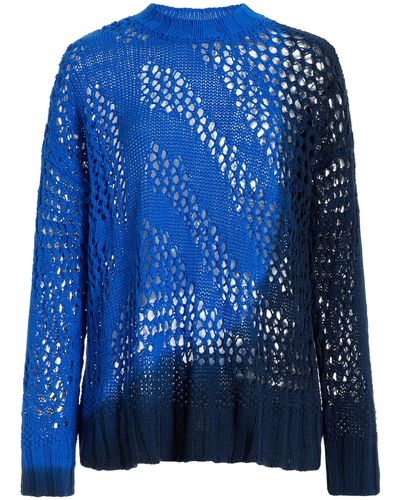 The Attico Crocheted Cotton Sweater - Blue