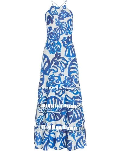 Alexis Sebina Printed Linen-cotton Maxi Dress - Blue
