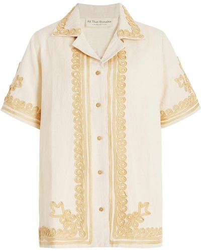 All That Remains Exclusive Diego Embroidered Linen Shirt - Natural