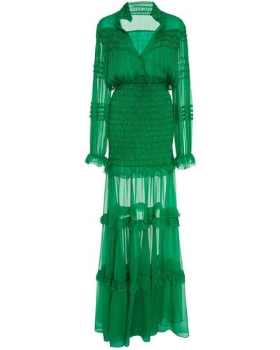 Alexis Sinclair Ruffled Silk-chiffon Maxi Dress - Green