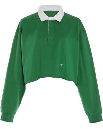 HOMMEGIRLS Exclusive Cropped Cotton Polo Shirt - Green