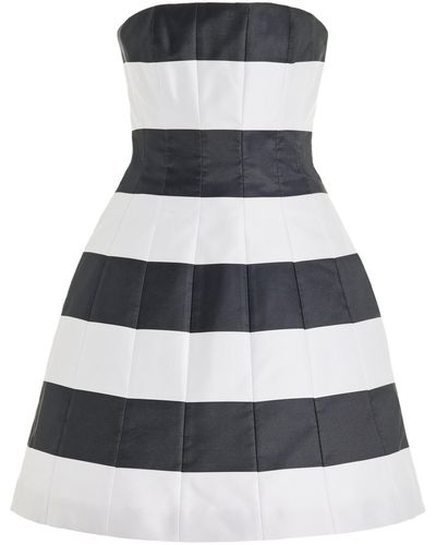 Carolina Herrera Strapless Striped Satin Mini Dress - Multicolor