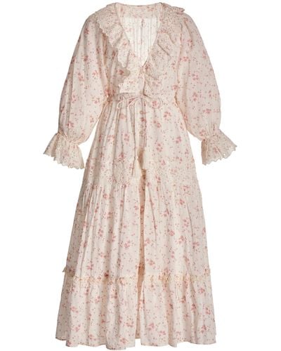 byTiMo Floral Slub Cotton Midi Dress - Pink