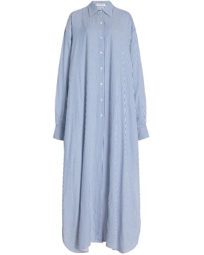 Frankie Shop Avery Striped Twill Maxi Shirt Dress - Blue