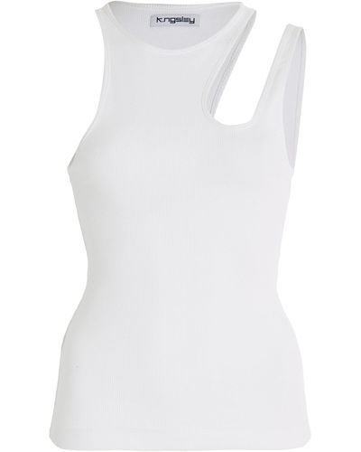 K.ngsley Romain Cutout Cotton Jersey Tank Top - White
