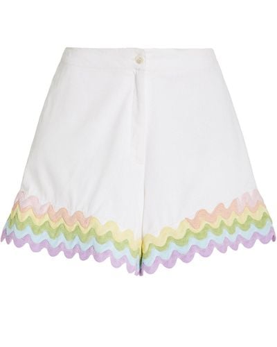Juliet Dunn Rainbow-trimmed Cotton Shorts - White