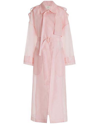 LAPOINTE Double-breasted Organza Trench Coat - Pink