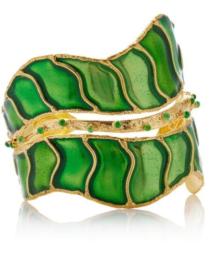 Sylvia Toledano Botanica Gold-plated Enamel Cuff - Green