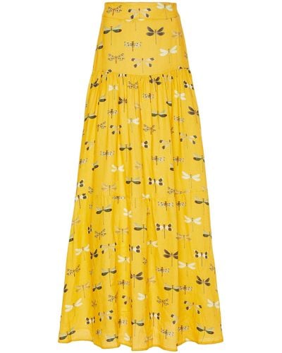 Agua Bendita Anis Printed Linen Maxi Skirt - Yellow