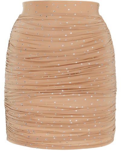 Alex Perry Benson Crystal-embellished Ruched Mini Skirt - Natural