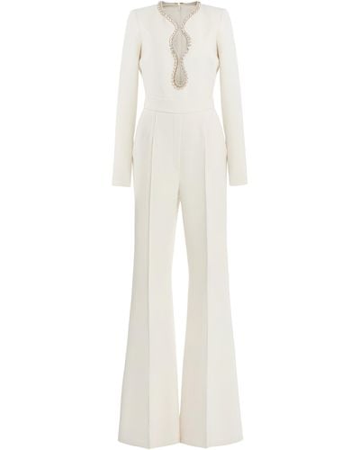 Elie Saab Embellished Cady Jumpsuit - White
