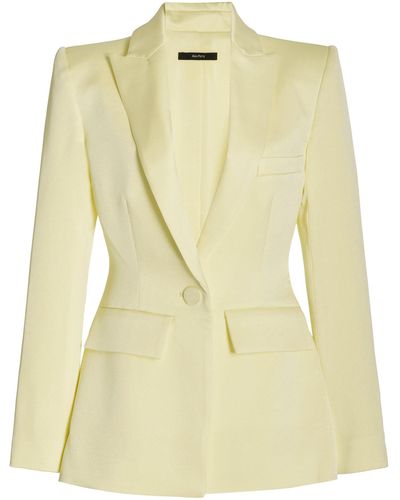 Alex Perry Manon Satin Crepe Fitted Blazer - Yellow