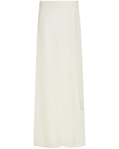 St. Agni Wrapped Twill Wide-leg Trousers - White