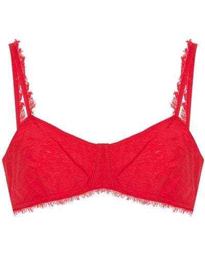 Cult Gaia Eza Fringed Jersey Bralette - Red