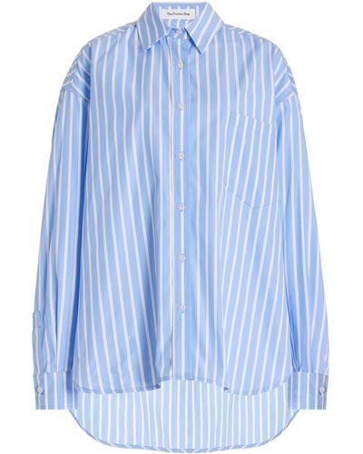 Frankie Shop Georgia Striped Cotton-lyocell Shirt - Blue