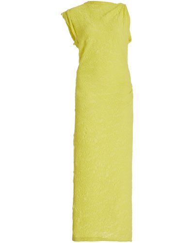 Isabel Marant Franzy Draped Jacquard Cotton-blend Midi Dress - Yellow
