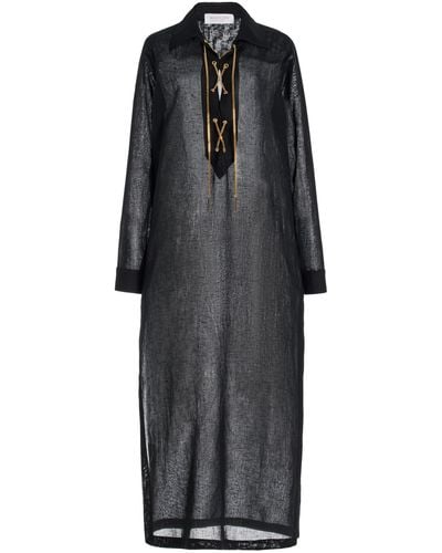 Michael Kors Lace-up Sheer Linen Tunic Maxi Dress - Black