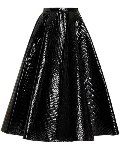 Alaïa Embossed Midi Skirt - Black