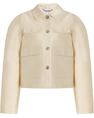 Versace Silk-blend Blouson Jacket - Natural