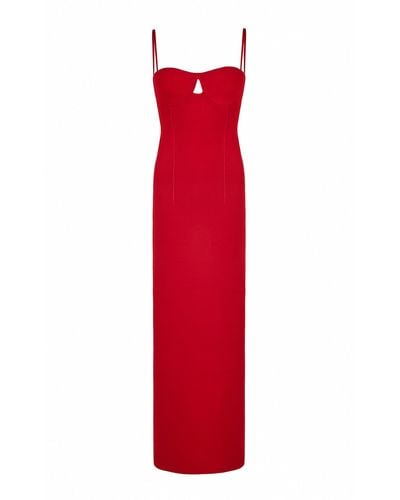 Galvan London Amelia Ribbed-knit Midi Dress - Red