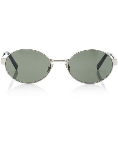 Saint Laurent Panthos Round-frame Metal Sunglasses - Green