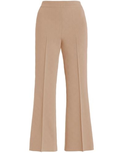High Sport Kick Flared Stretch-cotton Knit Trousers - Natural