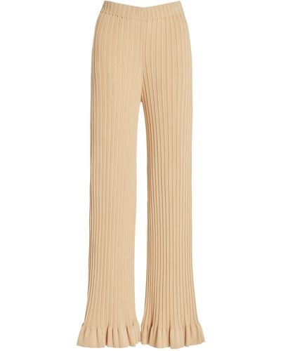By Malene Birger Kenzie Flared Knit Cotton-blend Pants - Natural