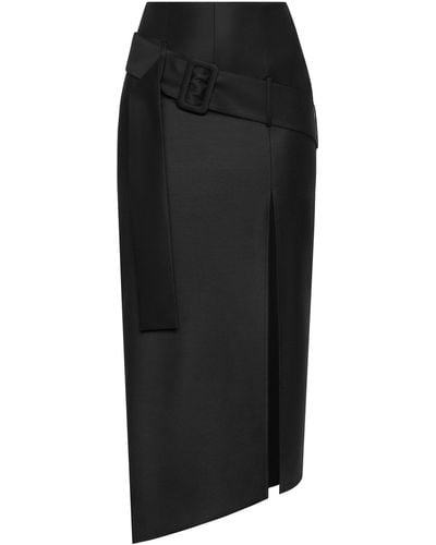 Matériel Belt-detailed Wool-blend Skirt - Black