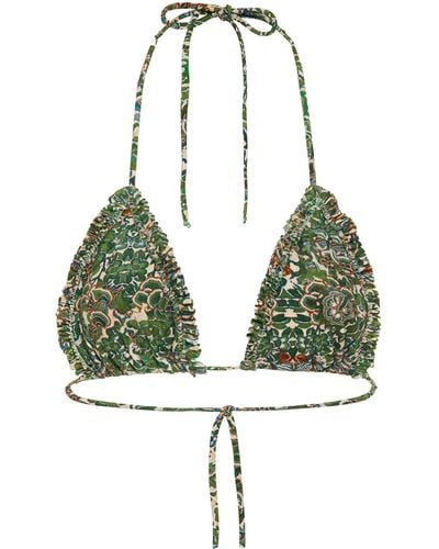 Siedres Vulf Printed Triangle Bikini Top - Green