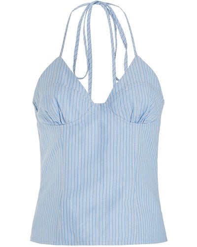 Rosie Assoulin Cotton-linen Bustier Top - Blue