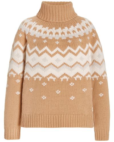 Bogner Sophi Fair Isle Cashmere Turtleneck Sweater - Natural