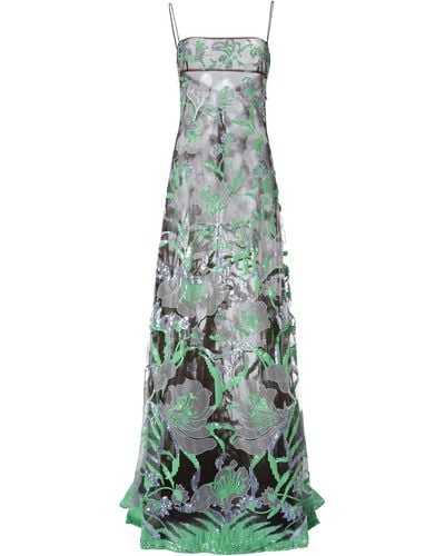 Valentino Floral Embroidered Tulle Gown - Multicolor