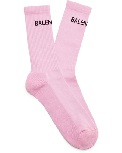Balenciaga Logo-knit Cotton-blend Socks - Pink