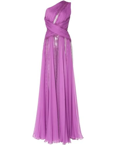 Zuhair Murad One-shoulder Silk-chiffon Gown - Purple