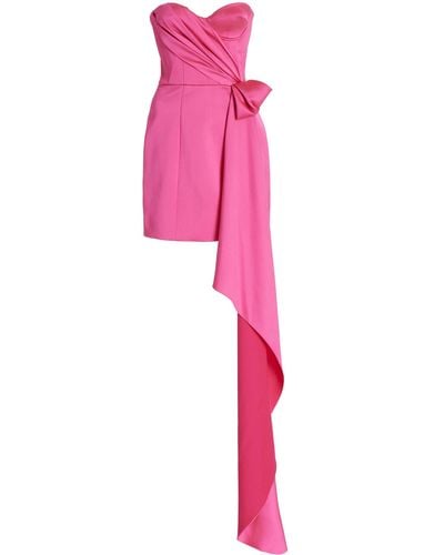 Halpern Exclusive Draped Satin Bustier Mini Dress - Pink