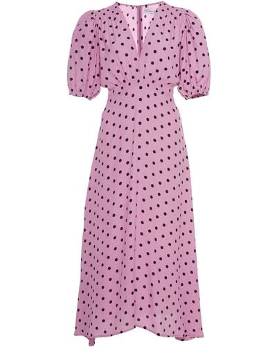 Faithfull The Brand Vittoria Polka Dot Crepe Midi Dress - Pink