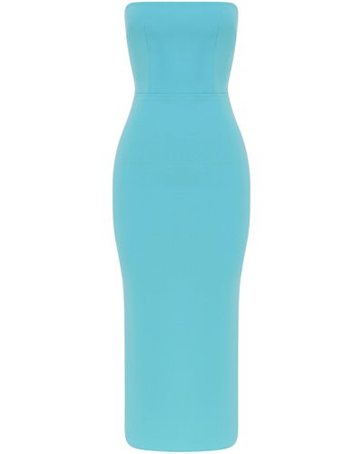 Alex Perry Strapless Bustier Stretch-crepe Midi Dress - Blue