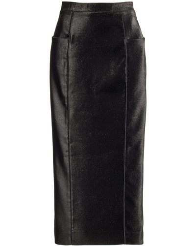 Miss Sohee Exclusive Iris Stretch Lamé Midi Pencil Skirt - Black