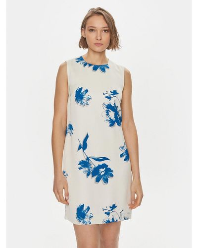 Calvin Klein Sommerkleid K20K207038 Weiß Regular Fit - Blau