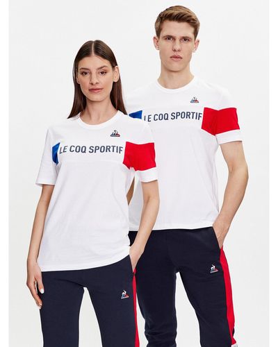 Le Coq Sportif T-Shirt 2310012 Weiß Regular Fit - Rot