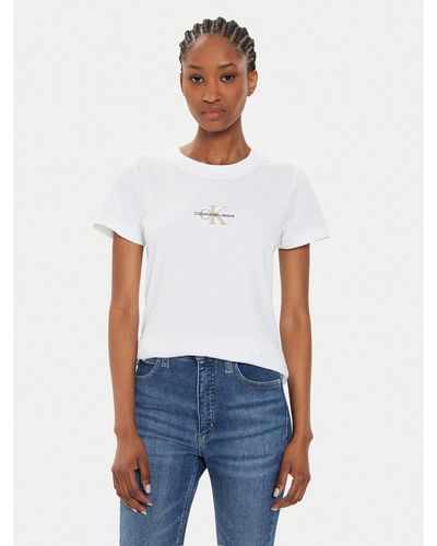 Calvin Klein T-Shirt Monologo J20J223563 Weiß Slim Fit