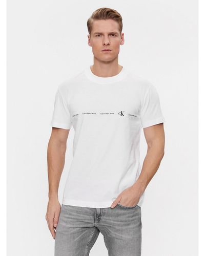Calvin Klein T-Shirt Logo Repeat J30J324668 Weiß Regular Fit
