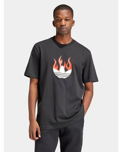 adidas T-Shirt Flames Logo Is0178 Loose Fit - Schwarz