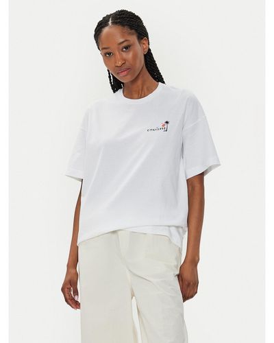 Converse T-Shirt W Beach Scenentee 10026378-A01 Weiß Regular Fit