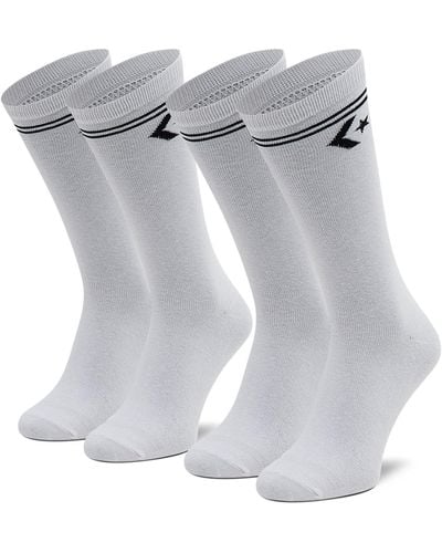 Converse 2Er-Set Hohe -Socken E1025W-2010 Weiß - Grau