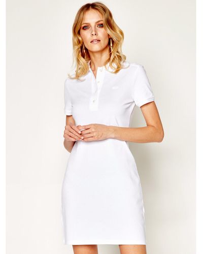 Lacoste Kleid Für Den Alltag Ef5473 Weiß Slim Fit