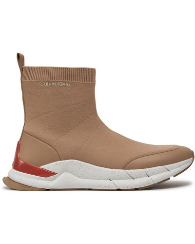 Calvin Klein Sneakers sockboot runner hm0hm01241 silver mink a04 - Braun