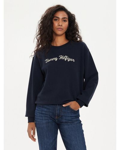 Tommy Hilfiger Sweatshirt Modern Script Ww0Ww42615 Regular Fit - Blau